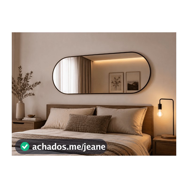 Espelho Oval Corpo Inteiro110x50 Grande Capsula Vertical Parede Com Moldura Quarto Sala Banheiro