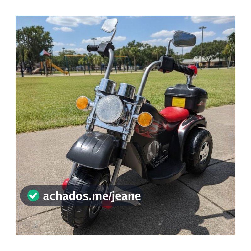 Moto Motinha Elétrica Infantil Com Som, Luz, Sirene e Retrovisor de Polícia e Baú Brinq Kids