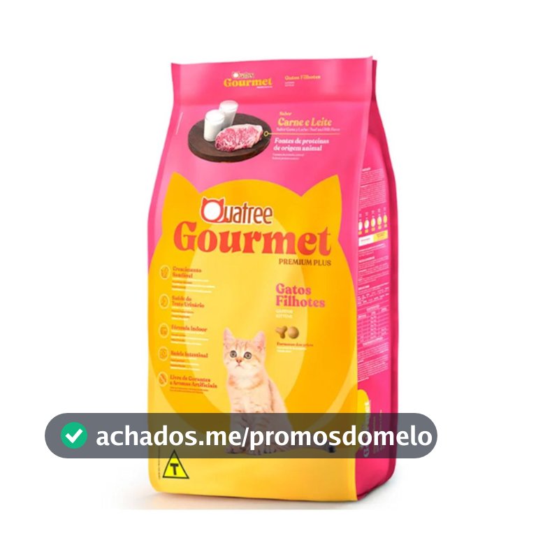 Ração Quatree Gourmet Gatos Filhotes 1kg Carne e Leite