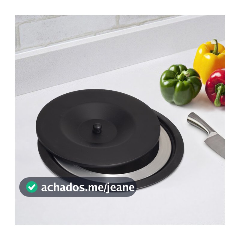 Lixeira Embutir Pia Cozinha Granito 5L Aluminio Preta Fosca