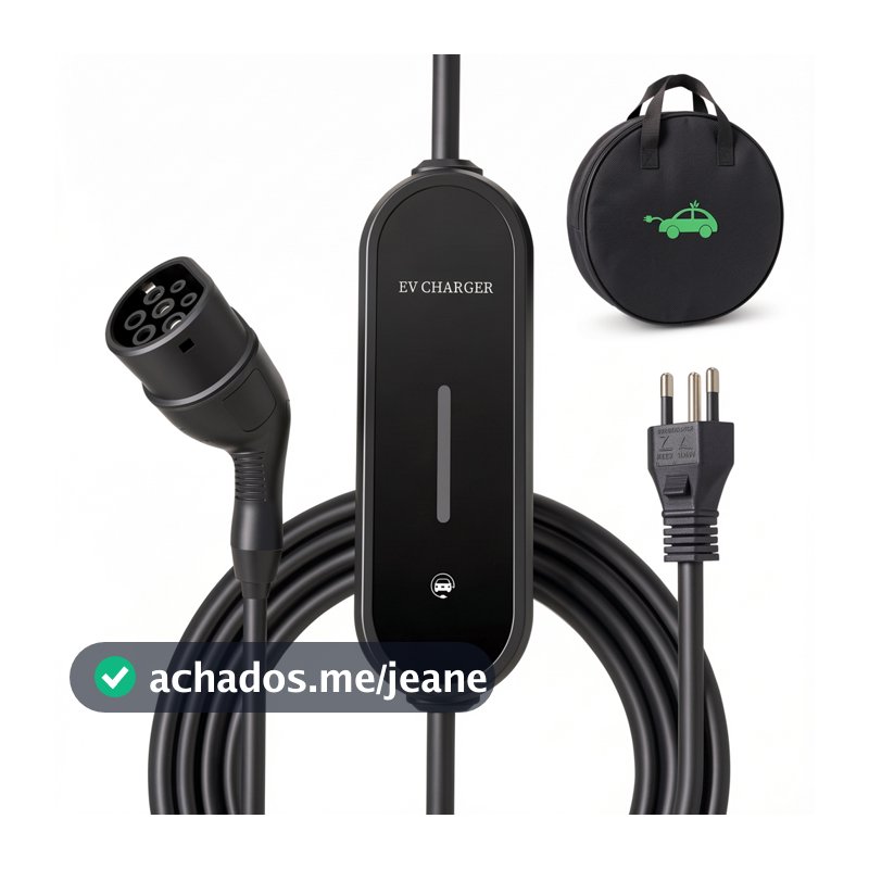 Carregador Portátil EV 7kW/3,5kW com Adaptador Azul | Bivolt 127V/220V | Cabo Cobre Puro 5m TPE | IP54
