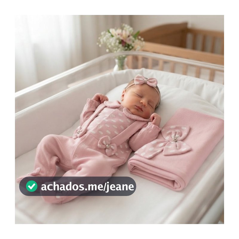 Saída de Maternidade Para Bebê Menina Manu Rosê/Vermelha/Rosa/Pink/Marsala com Manta - Tam P