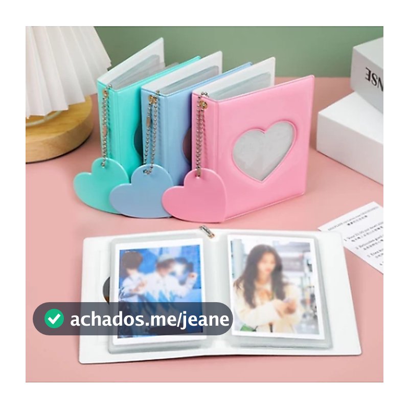 Álbum De Fotos Oco Amor Coração Capa Photocard Titular Instax Mini Para Cartões Coletar Livro-3 Polegada(rosa)