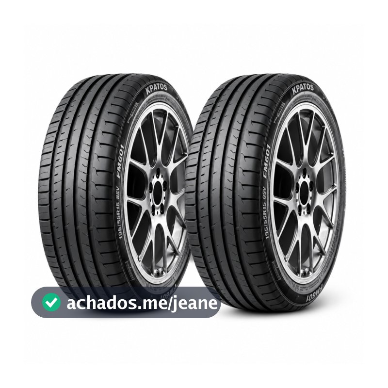 Par Jogo 2 Pneus Kpatos FM601 195/55R15 Aro 15 85V Alta Performance Reforçado Kit