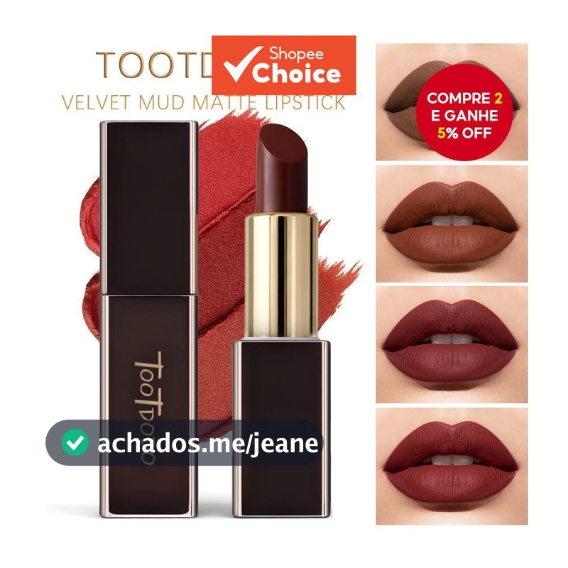 Batom Toot Dodo Toot Matte Toot Dodo, textura aveludada sedosa, não desbota, alta pigmentação, realça o tom de pele,
