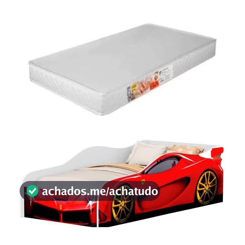 Cama Infantil Carro Montessoriana Com Colchão Incluso e Grade Proteção Caminha Cercado Quarto Juvenil