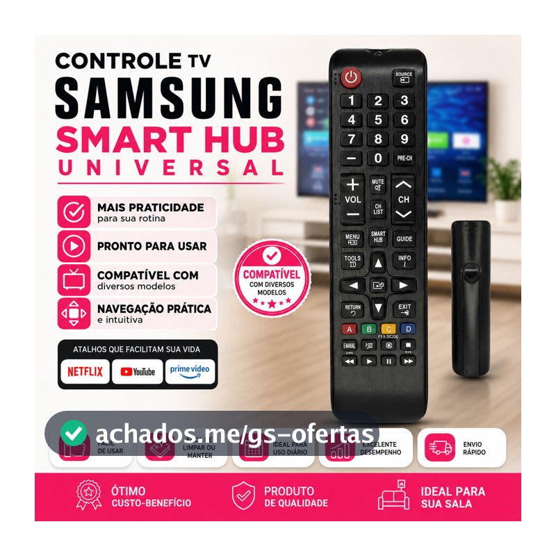 Controle Tv Samsung Smart Hub TV Universal - 7036/7028 N-Fe td COMPATÍVEL