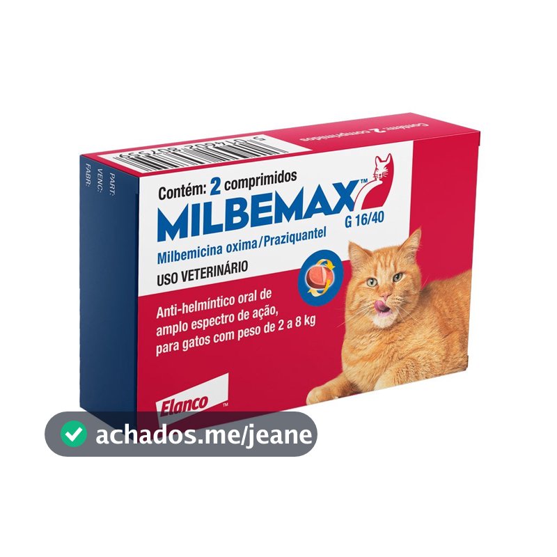 Milbemax G (2 - 8 Kg) C/ 2 Comprimidos - Vermífugo P/ Gatos