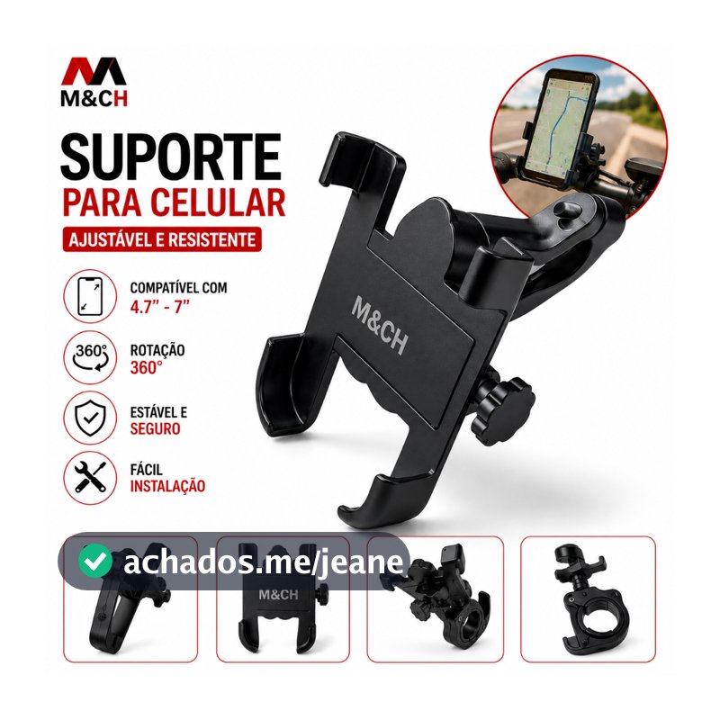 Suporte de Celular para Moto e Bicicleta em Metal Universal para Guidão