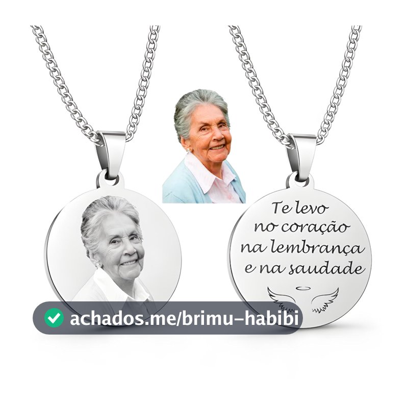 Colar Personalizado em Aço Inox Redondo ou Quadrado com Foto 45 ou 60 cm