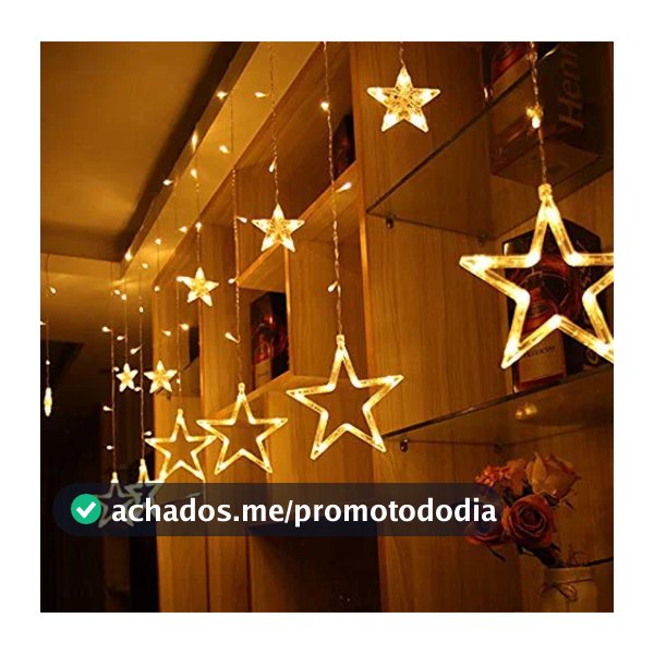 Estrelas de Natal Cascata Pisca-Pisca Luz Led 3m RGB Amarela Decoração Cortina Led Sacada 8 Modos