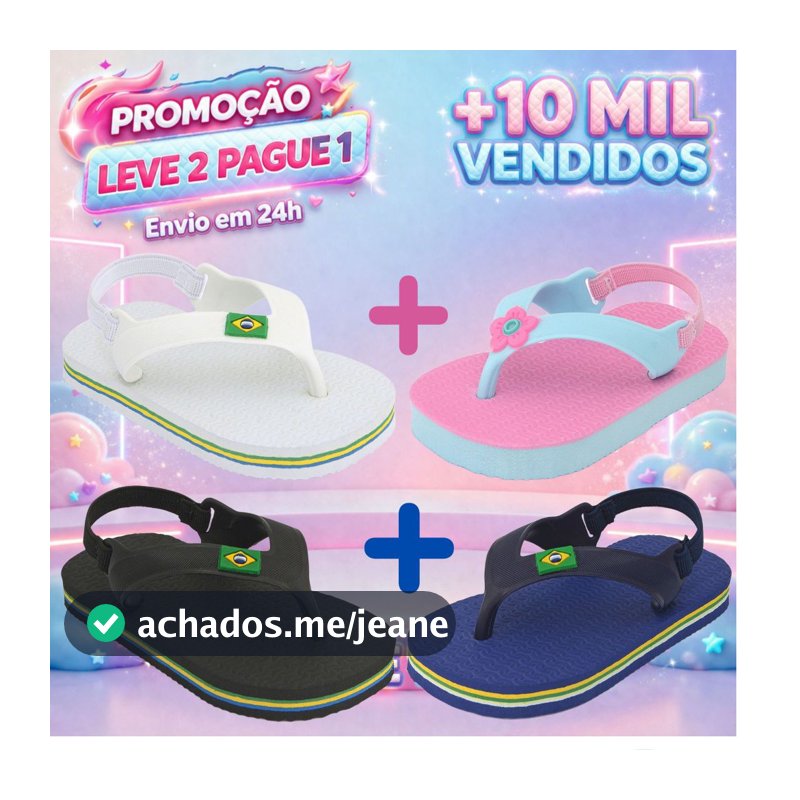 KIT Chinelos de Elastico Para Menina e Menino Bebê Baby Brasil Borracha Original Anti-Derrapante