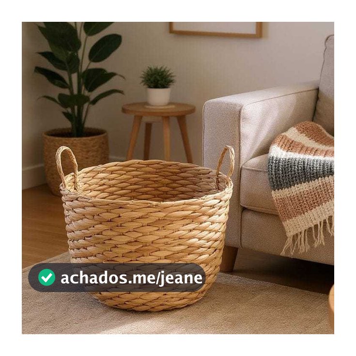 Cesto de Palha Ofurô Bacia com Alça Taboa