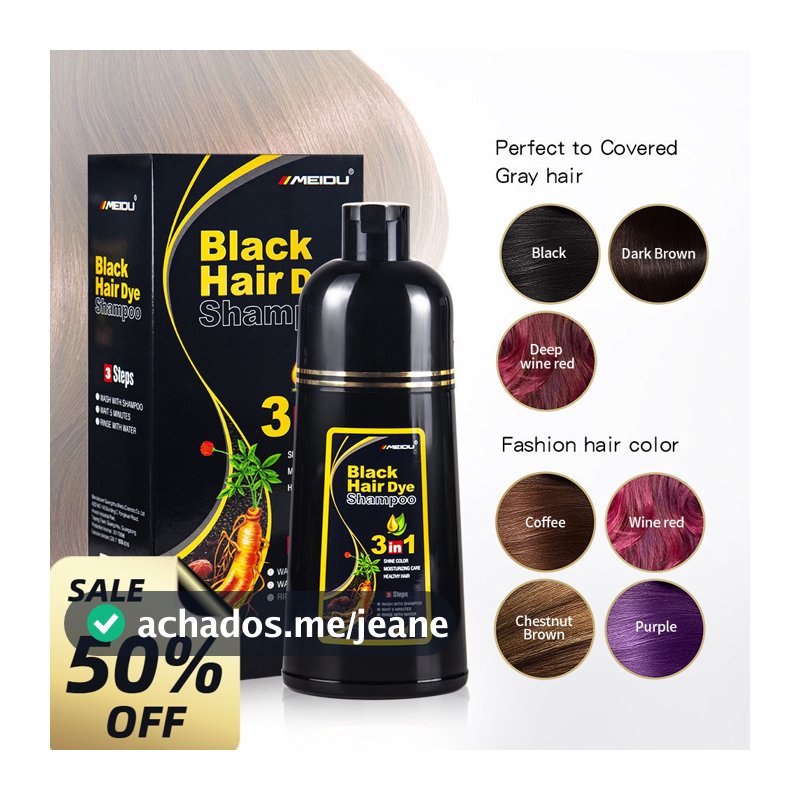 MEIDU Shampoo Tintura Capilar Preto Branco 500ml