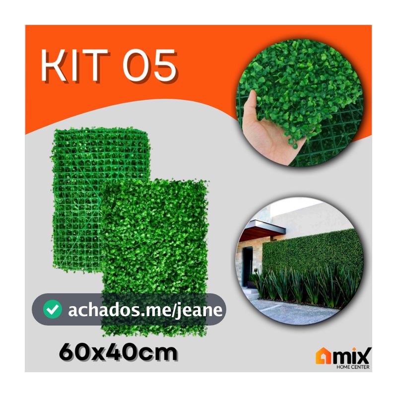 Placa Buchinho Artificial Grama Muro Verde 60x40 cm