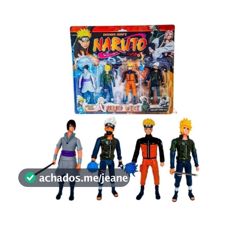 Kit Com 4 Bonecos Anime Naruto Uzumaki Articulados Sasuke Kakashi Minato