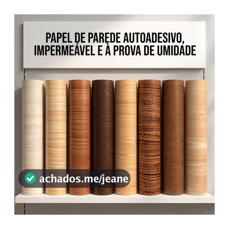 Papel de Parede Madeira 3D 5m x 45cm Autoadesivo Removível Fácil Aplicação Lavável Para Móveis Paredes Geladeira