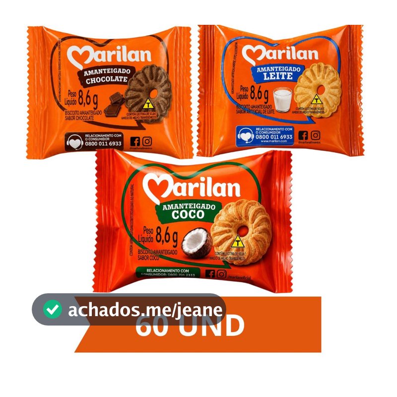 BISCOITO CHOCOLATE, LEITE,COCO MARILAN SACHÊ