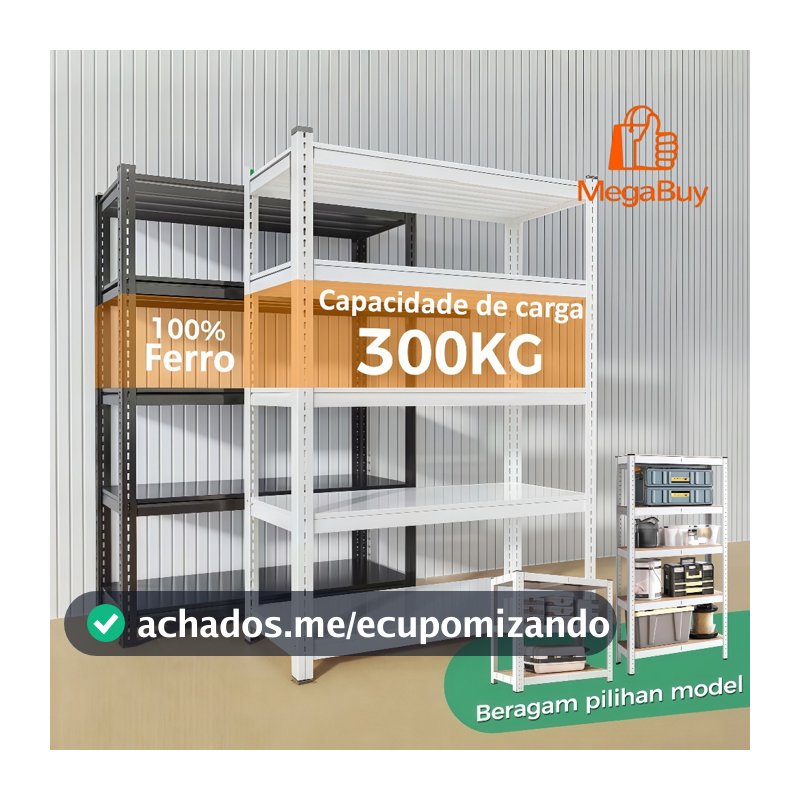 Estante de Ferro Estante Reforçada Aço Reforçado 3/4/5/6 Andares 300kg Reforçado Organizadora para Casa e Garagem