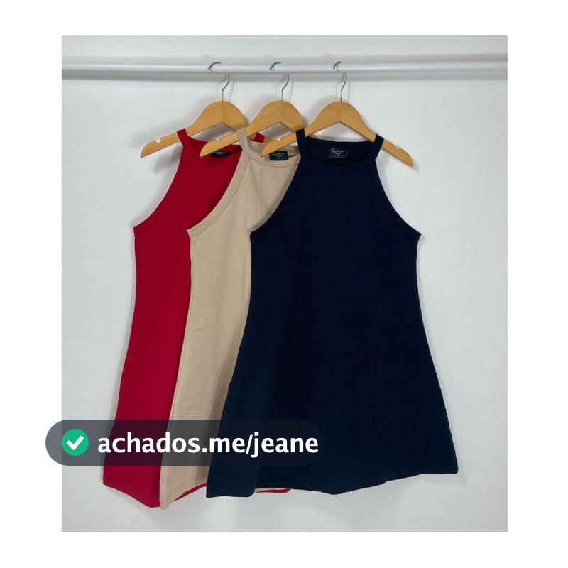 Vestido Golinha Alta Feminino Algodao Tendencia Fresquinho Sem Mangas Passeio Liso Soltinho Alcinha Soltinho verão