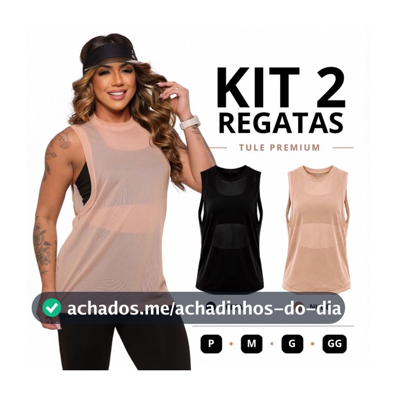 Kit 2 Regata Transparente de Tule Academia Feminina Regatão Blusa Moda Fitness
