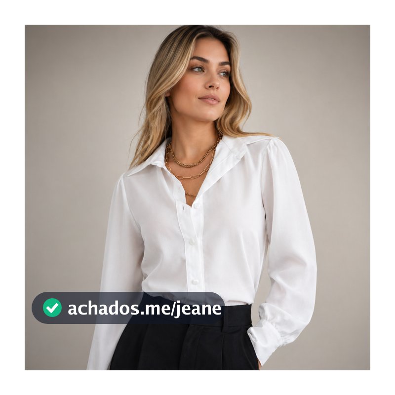 Camisa Social Branca Feminina Com Botão Manga Longa Alfaiataria Elegante Premium Camisete Clássica