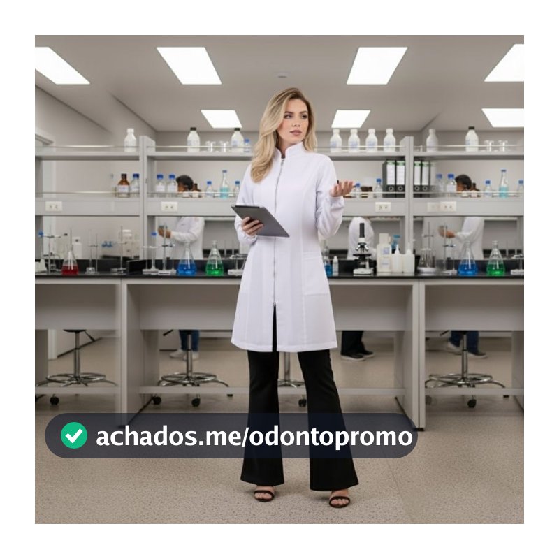 Jaleco Feminino Acinturado Ziper Médico Enfermeira Farmácia Laboratório Fisio Odonto Profissional