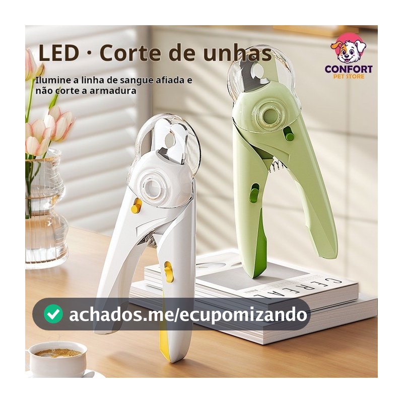 Cortador de Unha Pet com Luz LED e Trava de Segurança Cortador De Unhas Para Cães e Gatos Kit Alicate e Lixa Com Luz