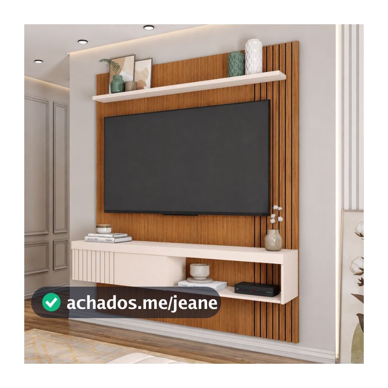 Painel Ripado para TV até 55'' Esmeralda Caemmun 150cm