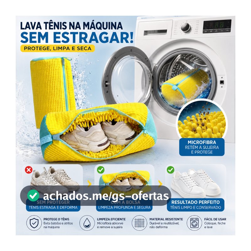 Saco para Lavar Tênis na Máquina Bolsa Protetora de Sapatos com Zíper em Microfibra
