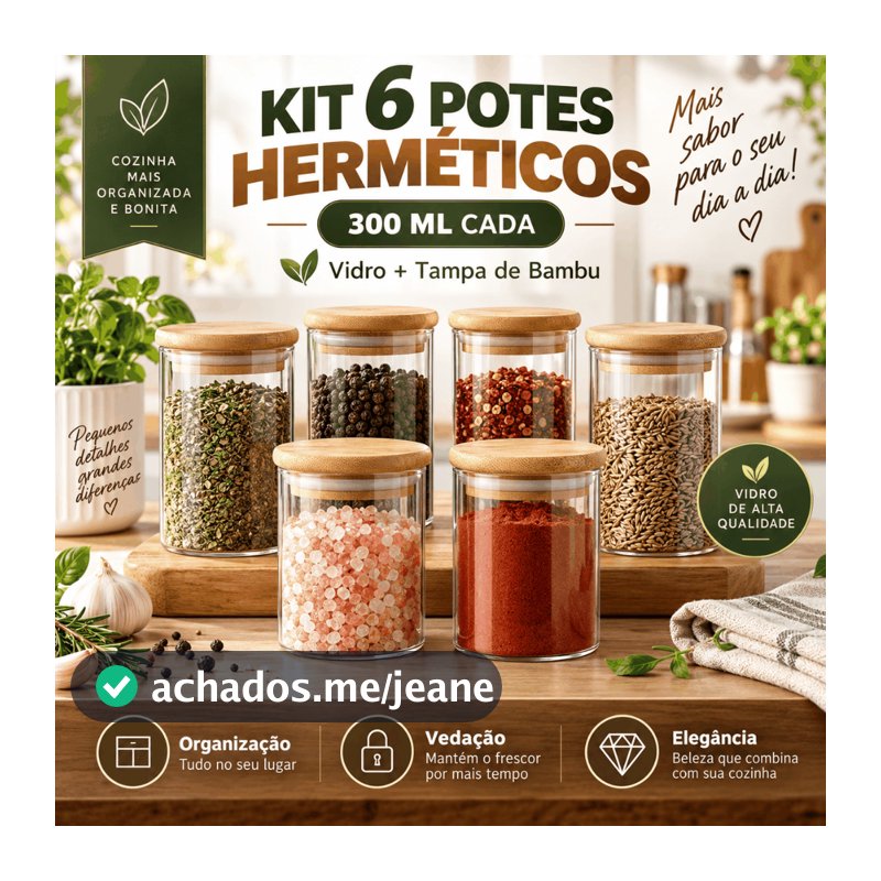 Kit 1,2,3,4,5,6 Peças 140/245/300/450ML Potes de vidro Herméticos Com Tampa De Bambu e Colher Opcional