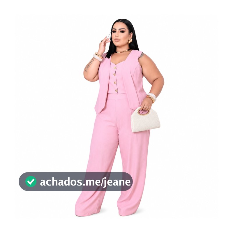 Conjunto Colete E Calça  Pantalona Elegante Plus Size