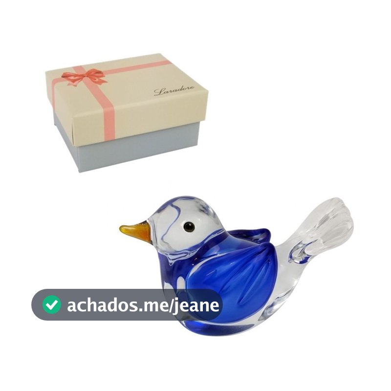 Bibelô Passarinho de Murano Laradore Azul Com Caixa Presente