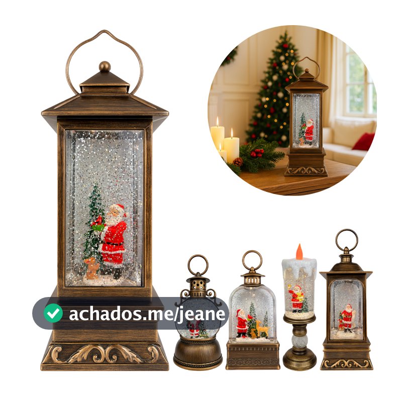 Luminária Lamparina De Natal Enfeite Grande Com Led Música E Movimento