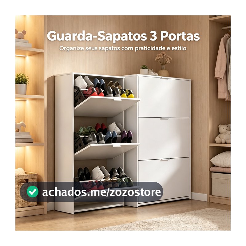 Sapateira Vertical Porta Sapatos Basculante Prateleira Interna Organizadora