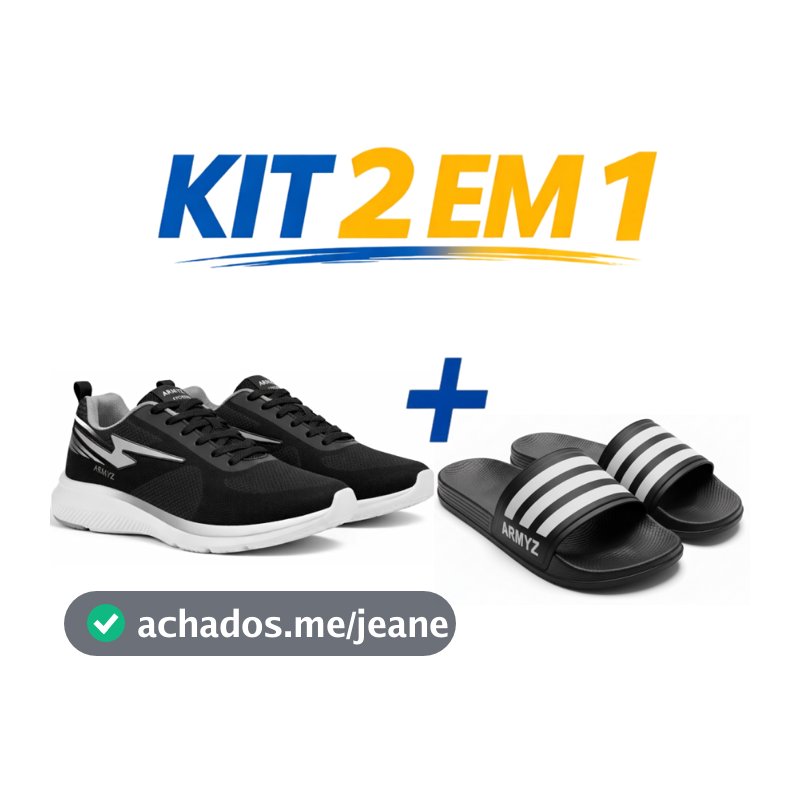 Kit Tenis Masculino Esportivo Academia Corrida Confortavel + Chinelo Sandalia Slide Macio Resistente