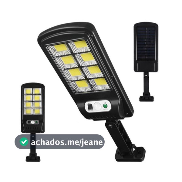 Luminária Solar Poste Rua Refletor Sensor Movimento Com controle 9 Led