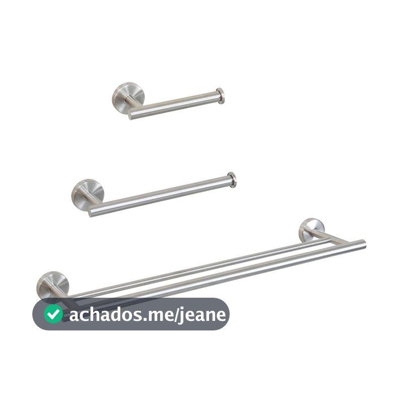 Lumai Kit Banheiro Inox 3 Peças Toalheiro Duplo Porta Papel Toalha Acessórios Fosco 60cm