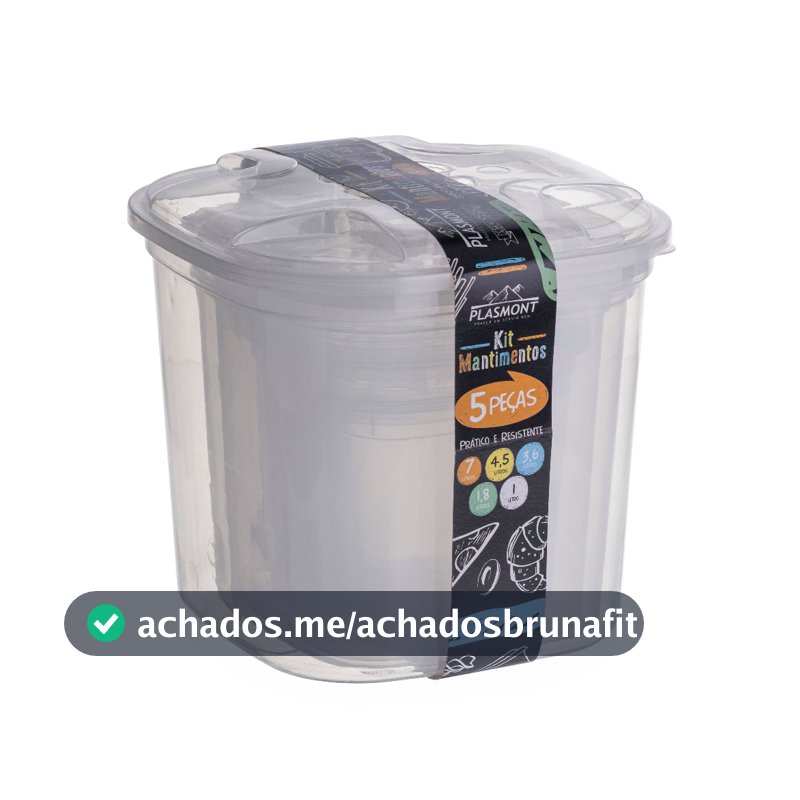 Kit Mantimento Conjunto 5 Potes Com Tampa BPA FREE Organizador De Alimentos Pote Hermético