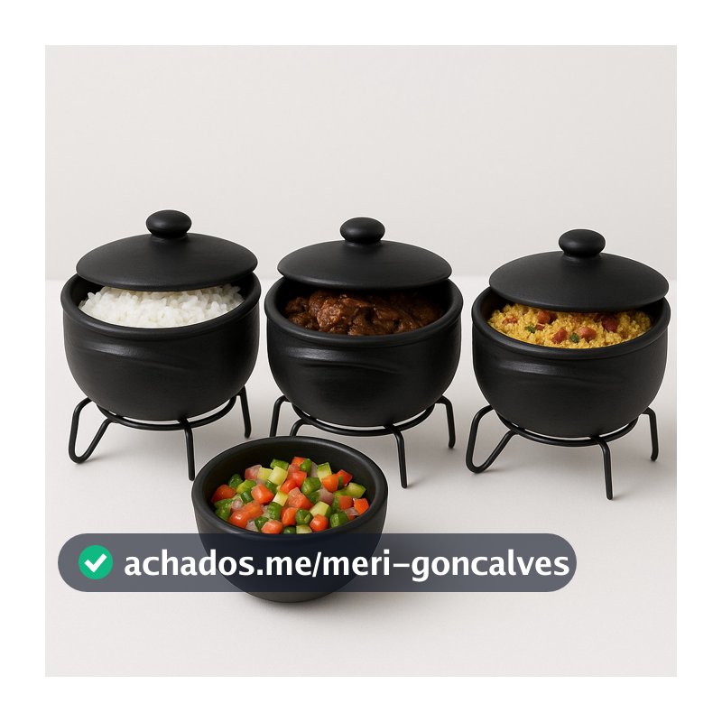 Jogo 3 Panelas de Barro Capixaba 1,5 Litros Com Tampas + Suportes Ferro + Cumbuca 500ml - Curadas Para Uso + Garantia