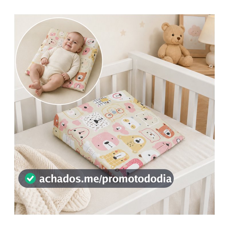 Travesseiro Anti Refluxo Para Carrinho Moises Antialérgico com Capa Lavável e Enchimento