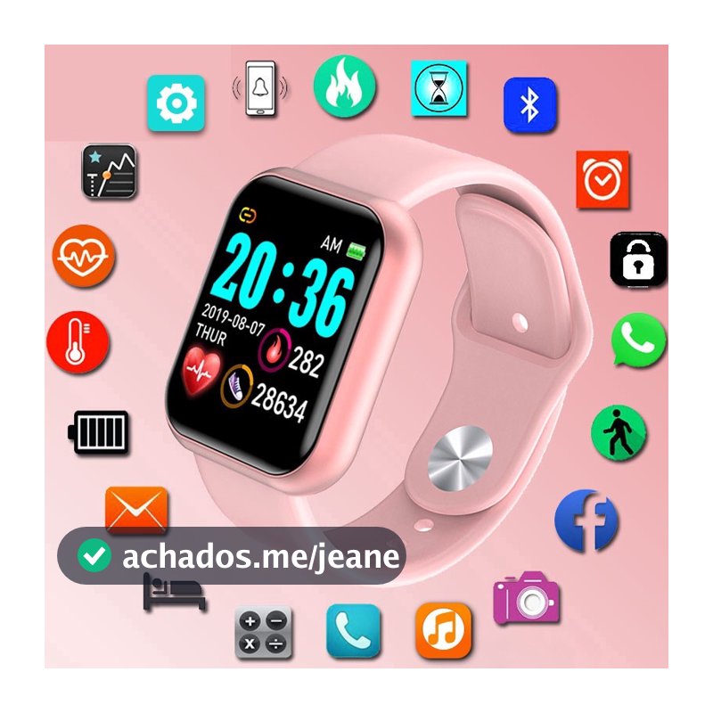 Smartwatch D20 - Relógio Inteligente y68 Esportivo Bluetooth Android/iOS - Com foto Na Tela