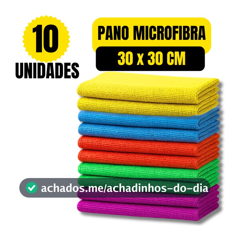 Kit 10 Panos de Limpeza Microfibra Alta Absorção Flanela Automotivo Carro Pia 30x30cm Vidro Multiuso Pano De Limpeza