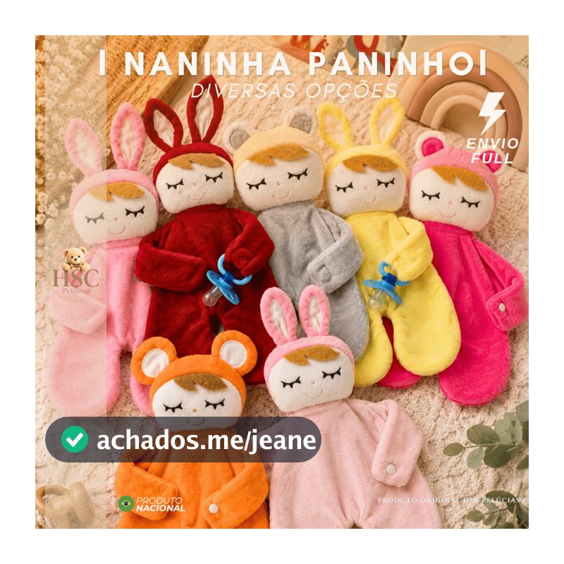 Naninha para Bebe em Plush Paninho Coala Urso Coelho Boneca Bonequinha Chupeta Prendedor