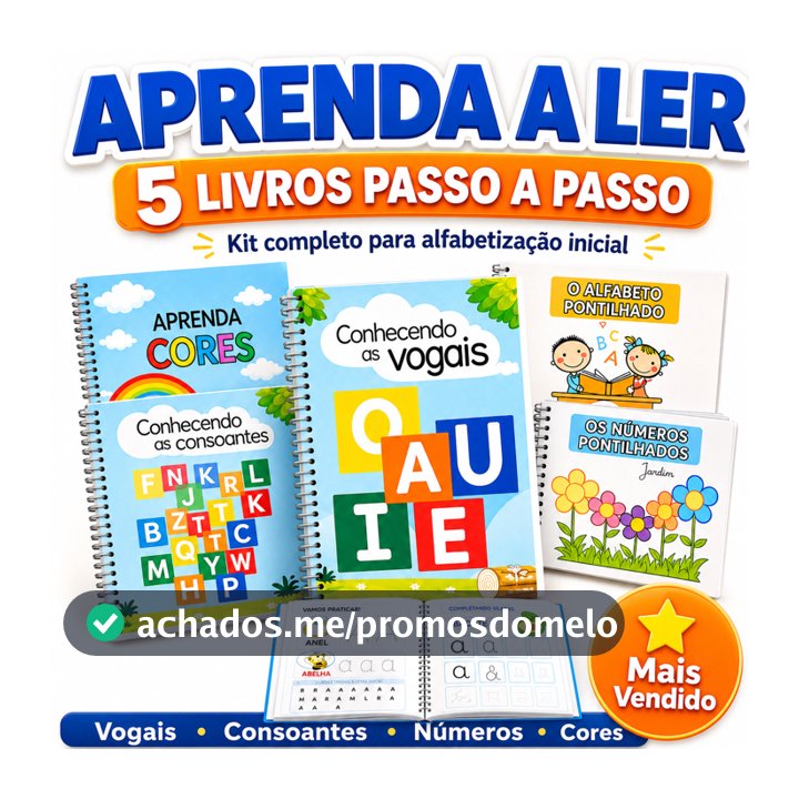 Kit 5 Livros Atividades Educativas para Alfabetização Vogais Consoantes Alfabeto Números Cores Educação Infantil Escolar
