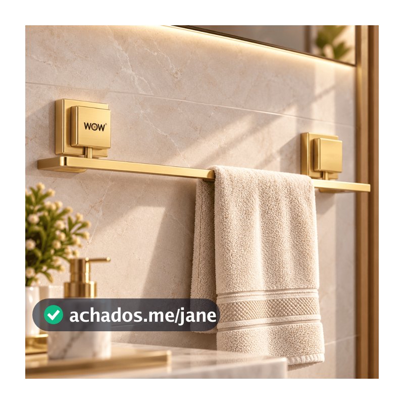 Suporte Porta Toalha De Rosto Banho Banheiro Fita 3M Dourado