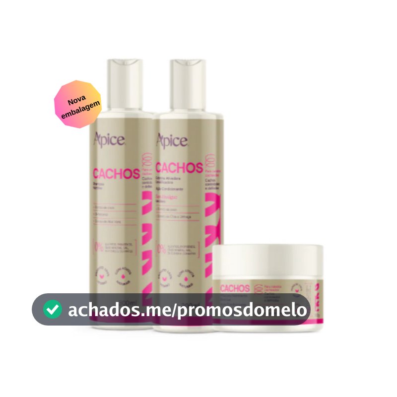 Kit Apice Shampoo Condicionador Máscara Cachos Nutrição 300ml