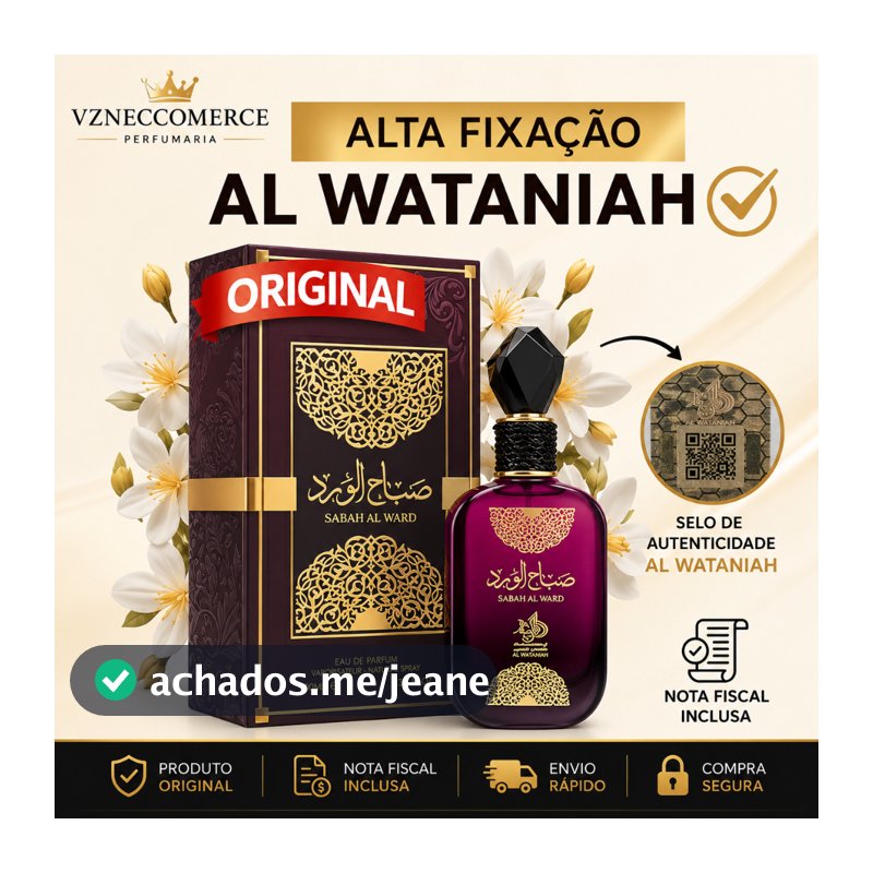 Eau De Parfum Feminino Sabah Al Ward 100ml Al Wataniah Arabe
