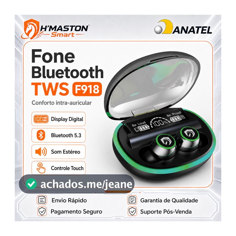 H'maston F918 Fone De Ouvido Bluetooth Sem Fio Fone Sem Fio Bluetooth Fone Bluetooth Sem Fio