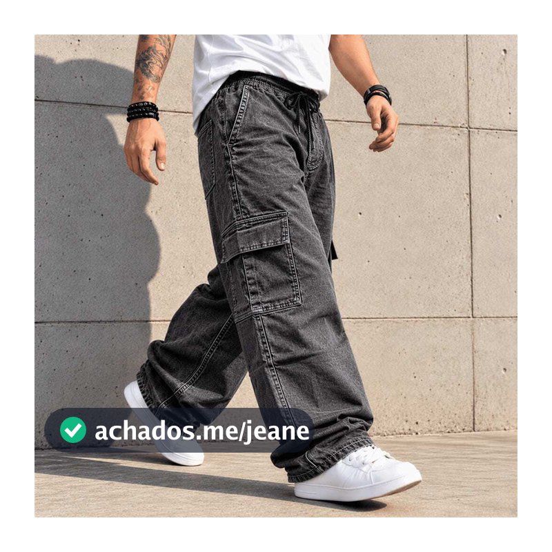 Calça Cargo Masculina Feminina Skate Streetwear 6 Bolsos Cordão Ajustável Casual Sarja Premium Confortável Moda Unissex